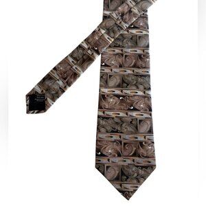 PROTOCOL - 100% Silk Tie - Brown Tan Swirls - 59”